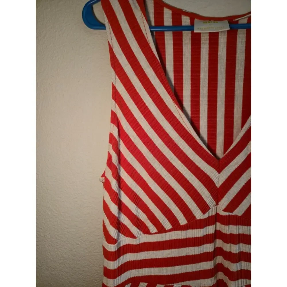 Anthropologie Maeve Bisevo Ribbed Stripe Chevron Maxi Dress Women's Size XL